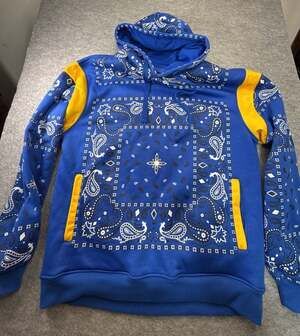 Bleecker & Mercer Men's Blue Bandana Print Paisley Hoodie